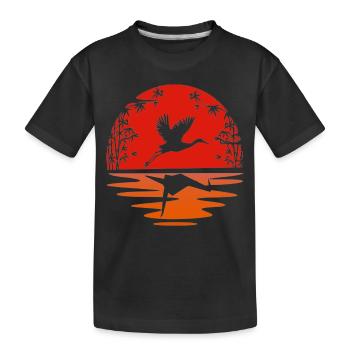 Grue Mignon Amoureux Origami Animal Nature Oiseau - T-shirt bio Premium Enfant - noir - Devant