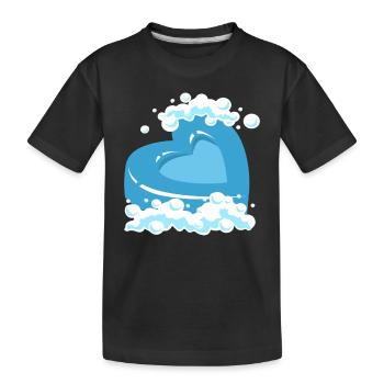 Blaues Herz Mit Schaum Motiv - Kinder Premium Bio T-Shirt - Schwarz - Vorne