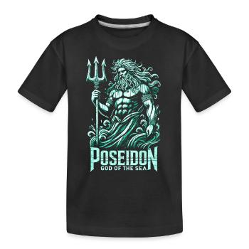 Poseidon - Gott der Meere - Kinder Premium Bio T-Shirt - Schwarz - Vorne
