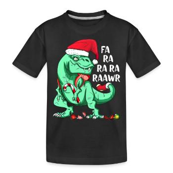 Funny T-Rex in Santa Hat FA RA RAWR Christmas Gift - Kinder Premium Bio T-Shirt - Schwarz - Vorne