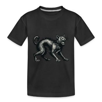 Gruselige Schwarze Hexenkatze Unheimliche Katze - Kinder Premium Bio T-Shirt - Schwarz - Vorne