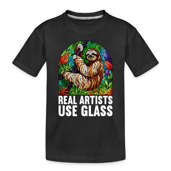 Stained Glass Artist Stained Glass Art - Kids' Premium Organic T-Shirt - black - Front