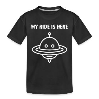 flying saucer - Kids' Premium Organic T-Shirt - black - Front