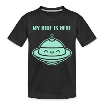 fliegende Untertasse - Kinder Premium Bio T-Shirt - Schwarz - Vorne
