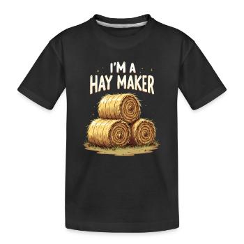 Lustiger Heumacher Bauernhof Lebensstil Heu - Kinder Premium Bio T-Shirt - Schwarz - Vorne