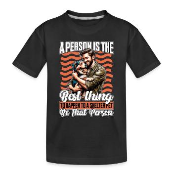 Refuge pour animaux Une personne est le meilleur vétérinaire - T-shirt bio Premium Enfant - noir - Devant