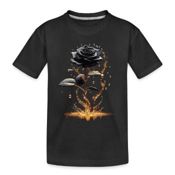 Schwarze Rose im Goldglanz - Kinder Premium Bio T-Shirt - Schwarz - Vorne