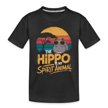 Das Nilpferd Ist Mein Spiritueller Begleiter - Kinder Premium Bio T-Shirt - Schwarz - Vorne