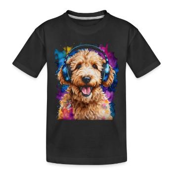 Goldendoodle Casque Chien Animal Design Imprimer - T-shirt bio Premium Enfant - noir - Devant