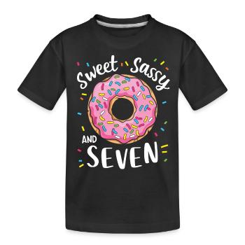 Sweet Sassy and Seven 7th Birthday Donut - Kids' Premium Organic T-Shirt - black - Front
