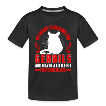 Mon cœur bat pour la gerbille rongeur Gerbille - T-shirt bio Premium Enfant - noir - Devant