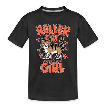 Roller Cat Girl Skating Girl Roller Skates Gift - Kids' Premium Organic T-Shirt - black - Front