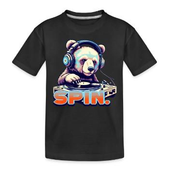 Drôle d’ours DJ des années 90 Style Disco Rétro - T-shirt bio Premium Enfant - noir - Devant