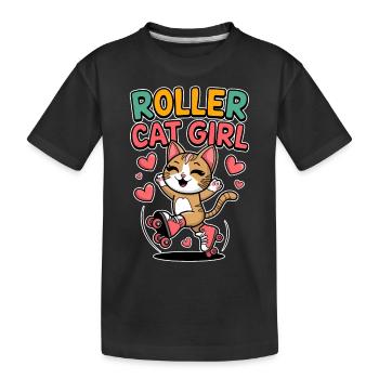 Roller Cat Girl Skating Girl Roller Skates Gift - Kids' Premium Organic T-Shirt - black - Front