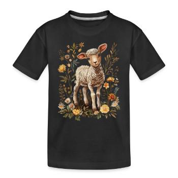 Agneau mignon aux marguerites - T-shirt bio Premium Enfant - noir - Devant