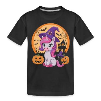 Zauberhaftes Halloween-Einhorn - Kinder Premium Bio T-Shirt - Schwarz - Vorne