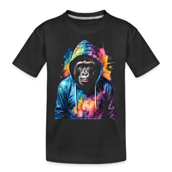 Gorille Sweat à capuche Monkey Imprimé de design d’animaux colorés - T-shirt bio Premium Enfant - noir - Devant