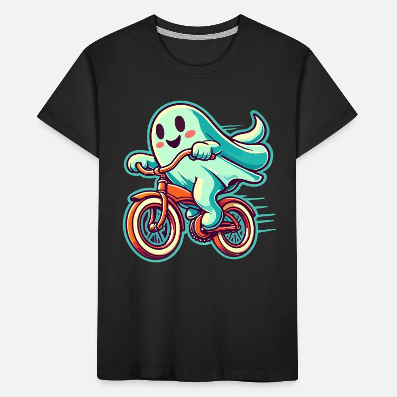 Bicycle Riding Ghost Ghost Driver Humor Kids' Premium Organic T-Shirt