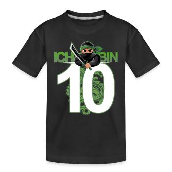 10. Geburtstag Ninja Kostüm 10 Jahre alt Junge - Kinder Premium Bio T-Shirt - Schwarz - Vorne