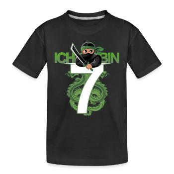 7. Geburtstag Ninja Kostüm 7 Jahre alt Junge - Kinder Premium Bio T-Shirt - Schwarz - Vorne