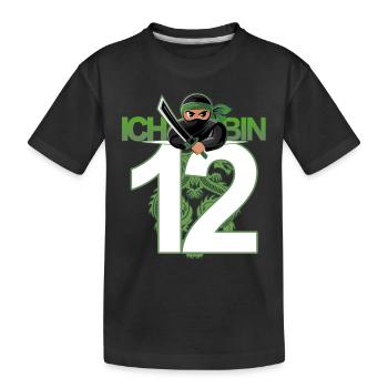 12. Geburtstag Ninja Kostüm 12 Jahre alt Junge - Kinder Premium Bio T-Shirt - Schwarz - Vorne