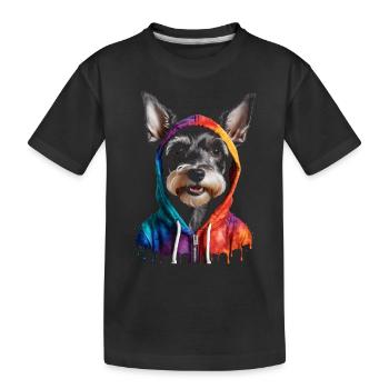 Zwergschnauzer Hoodie Hund Lustig Tier Print - Kinder Premium Bio T-Shirt - Schwarz - Vorne