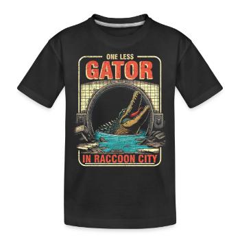 One Less Gator in Raccoon City - Kids' Premium Organic T-Shirt - black - Front