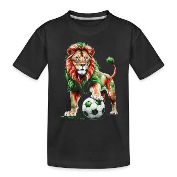 Löwe Fußball Bunt Italien Tier Design Print - Kinder Premium Bio T-Shirt - Schwarz - Vorne