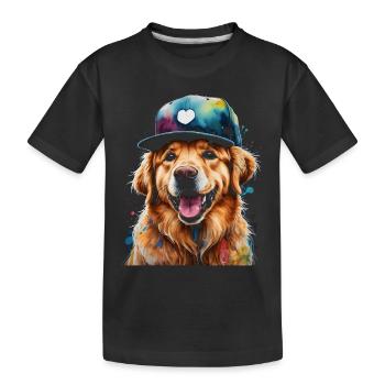 Golden Retriever Snapback Cap Chien Design Print - T-shirt bio Premium Enfant - noir - Devant