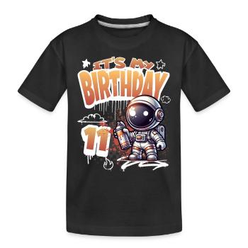 Graffiti Astronaut 11th Birthday - Kids' Premium Organic T-Shirt - black - Front
