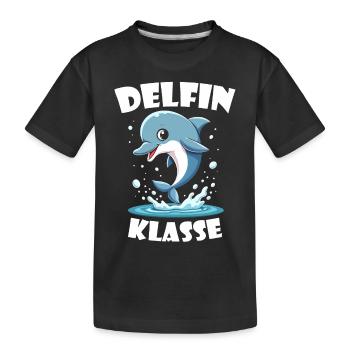 Süßer Delfin für Grundschule Delfinklasse - Kinder Premium Bio T-Shirt - Schwarz - Vorne