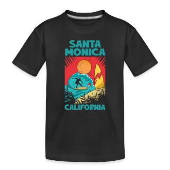 Santa Monica Surfing California Sonne Meer - Kinder Premium Bio T-Shirt - Schwarz - Vorne