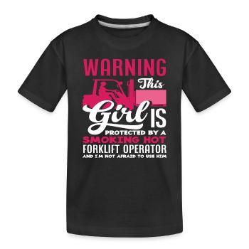 Attention! Protégé par un - T-shirt bio Premium Enfant - noir - Devant