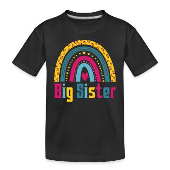 Grosse Schwester Regenbogen Big-sister-to-be - Kinder Premium Bio T-Shirt - Schwarz - Vorne