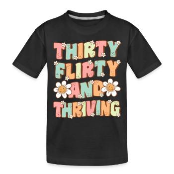 Dreißig Flirty und Blühende Groovy 30. Geburtstag - Kinder Premium Bio T-Shirt - Schwarz - Vorne