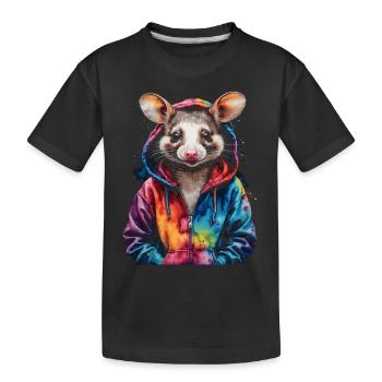 Sweat à capuche Opossum Imprimé de design d’animaux colorés - T-shirt bio Premium Enfant - noir - Devant