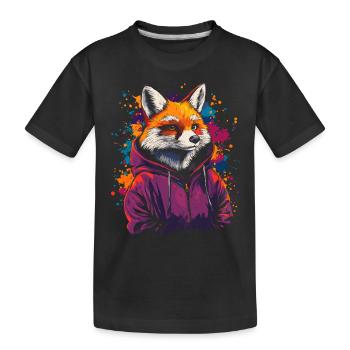 Hip Hop Fuchs Vintage Urban Streetwear - Kinder Premium Bio T-Shirt - Schwarz - Vorne