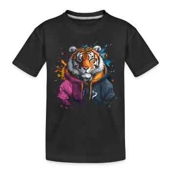 Hip Hop Tiger Vintage Urban Streetwear - Kids' Premium Organic T-Shirt - black - Front