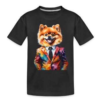 Poméranien Poméranien Costume Chien Imprimé Coloré - T-shirt bio Premium Enfant - noir - Devant