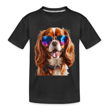 Cavalier King Charles Spaniel Lunettes de soleil Chien - T-shirt bio Premium Enfant - noir - Devant