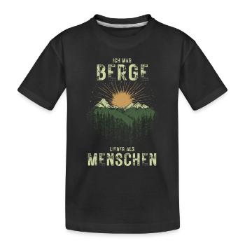 Berge lieber als Menschen Wandern für Naturfreunde - Kinder Premium Bio T-Shirt - Schwarz - Vorne