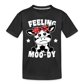Vache mignonne se sentant lunatique, jeu de mots drôle - T-shirt bio Premium Enfant - noir - Devant