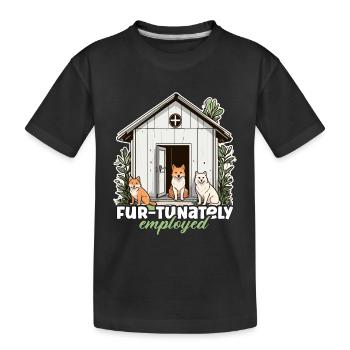 Animal Shelter Fur-tunately Employed Veterinarian - Kids' Premium Organic T-Shirt - black - Front