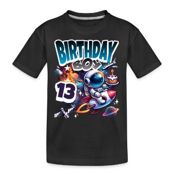 13e anniversaire de l’astronaute Espace - T-shirt bio Premium Enfant - noir - Devant