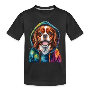 Cavalier King Charles Spaniel Sweat à capuche imprimé chien - T-shirt bio Premium Enfant - noir - Devant