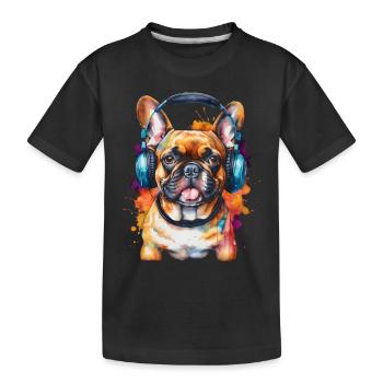 Bouledogue Français Casque Frenchie Dog - T-shirt bio Premium Enfant - noir - Devant