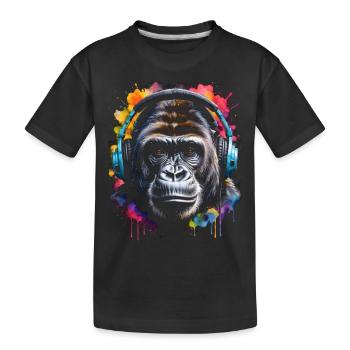 Casque Gorille Singe Coloré Animal Design Imprimer - T-shirt bio Premium Enfant - noir - Devant