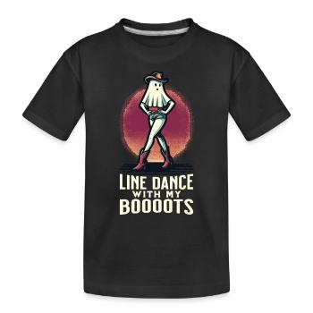 Cowboy With Boots Funny Line Dance Ghost - Kids' Premium Organic T-Shirt - black - Front