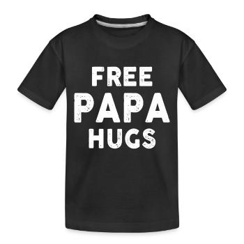 Free Papa Hugs - Kinder Premium Bio T-Shirt - Schwarz - Vorne