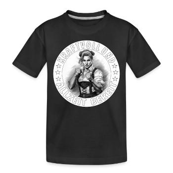 WOMAN POWERFUL AND ALWAYS READY - Kids' Premium Organic T-Shirt - black - Front